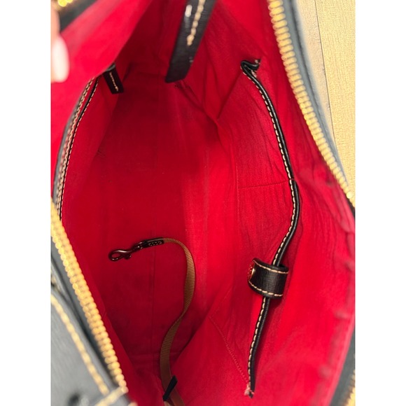 Dooney & Bourke Black Saffiano Leather Hobo Shoulder Bag Gold Hardware Logo - Picture 13 of 16